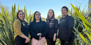 The team behind the kaupapa: Gemma Pearson (WBOP PHO), Maia (TWOA), Kara Winiata and Rosina Taueki (Huria Trust)