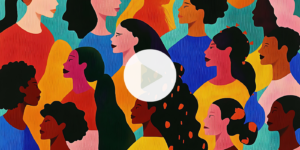 Your Health Journey webinar header images show a diverse group of people with a play button placed over the image.